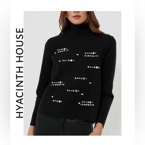 Tuckernuck Hyacinth House Women’s Black Greta Embellished Jeweled Sweater Small